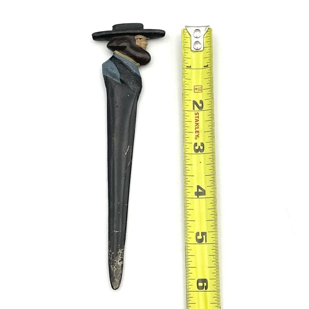 Vintage 1930s Cast Iron Amish Man Letter Opener Figural Folk‎ Art 6